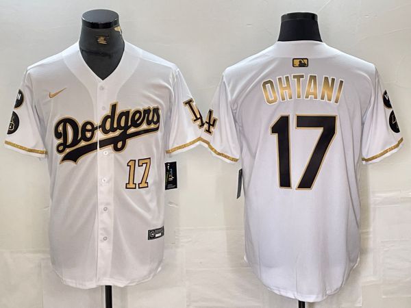 Men Los Angeles Dodgers #17 Ohtani White Fashion Nike Game MLB Jersey style 2